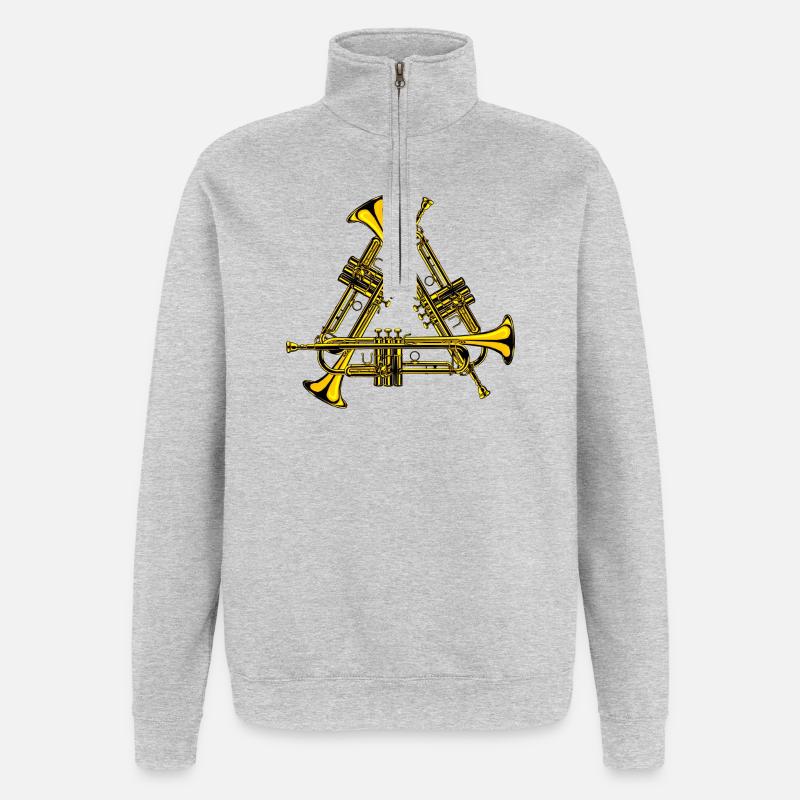 Conception du trio de trompettes - Sweat à zip 1/4 - gris chiné