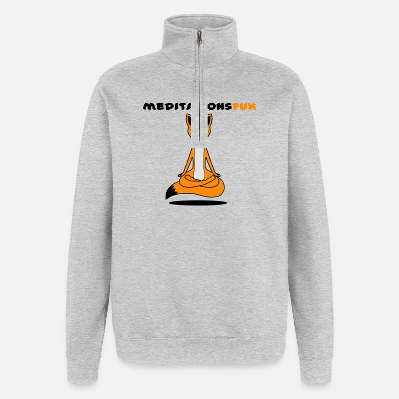 Meditationsfux - Renard de méditation, dialecte - Sweat à zip 1/4 - gris chiné