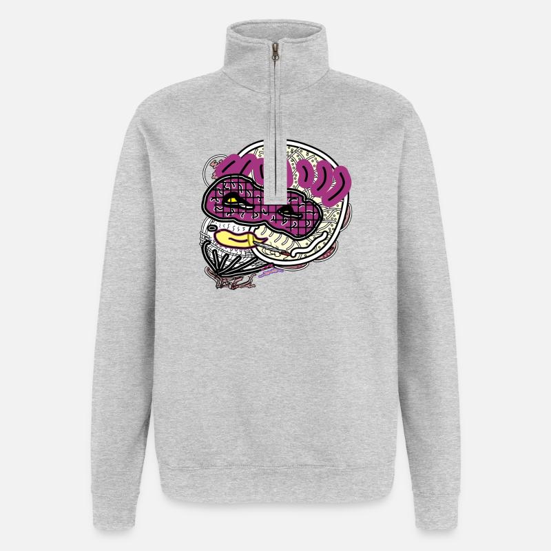 Homme comique - Sweat à zip 1/4 - gris chiné