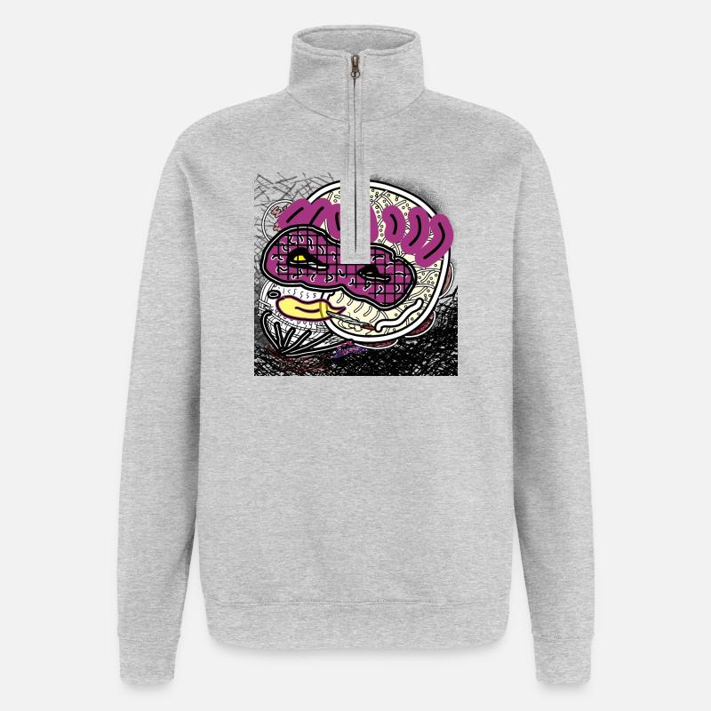 Comic-Mann - Quarter-Zip-Sweatshirt - Grau meliert