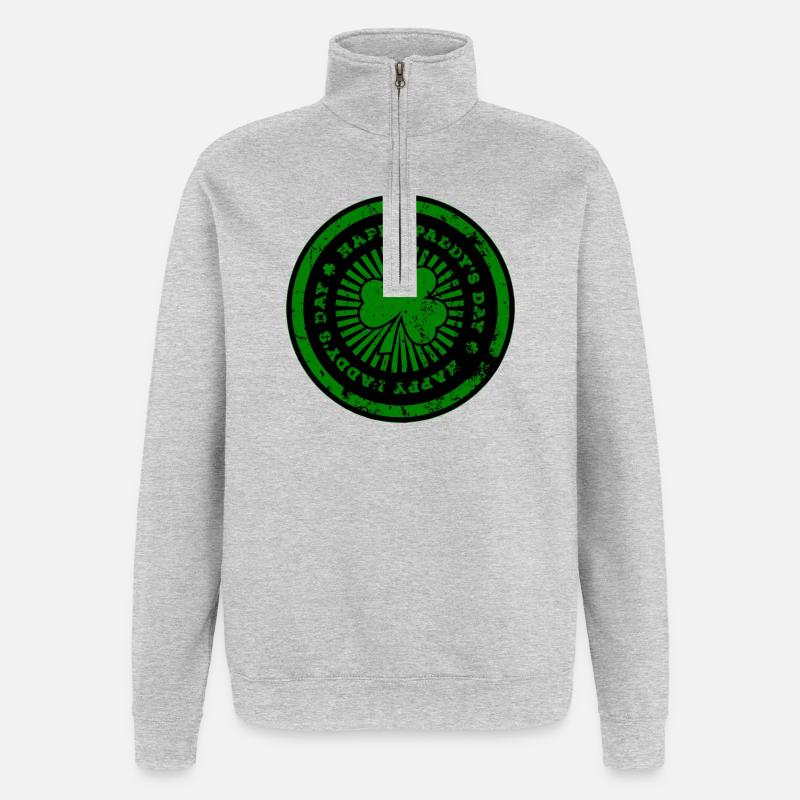 Empreinte verte de la Saint-Patrick - Sweat à zip 1/4 - gris chiné