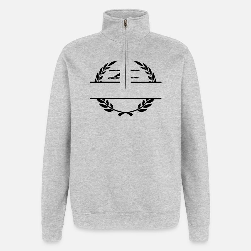 Schwimmer im Lorbeerkranz-Monogramm - Quarter-Zip-Sweatshirt - Grau meliert