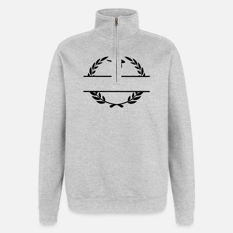 Gymnast in laurel wreath monogram - Quarter-Zip Sweatshirt - heather grey