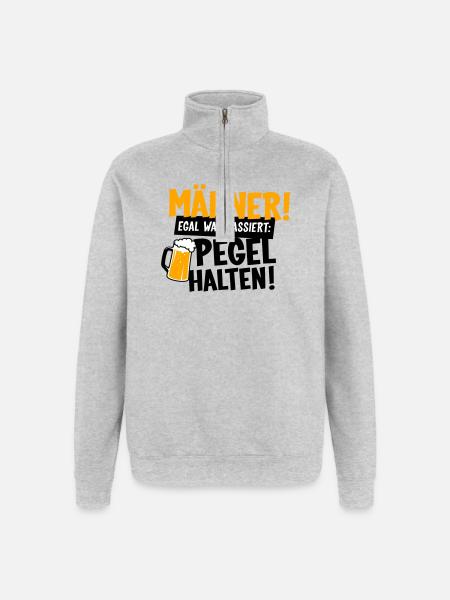 Männer Pegel halten - Quarter-Zip-Sweatshirt - Grau meliert