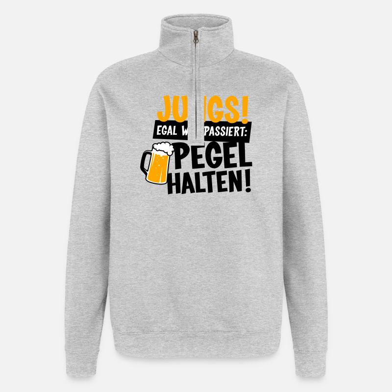 Jungs Pegel halten Party - Quarter-Zip-Sweatshirt - Grau meliert
