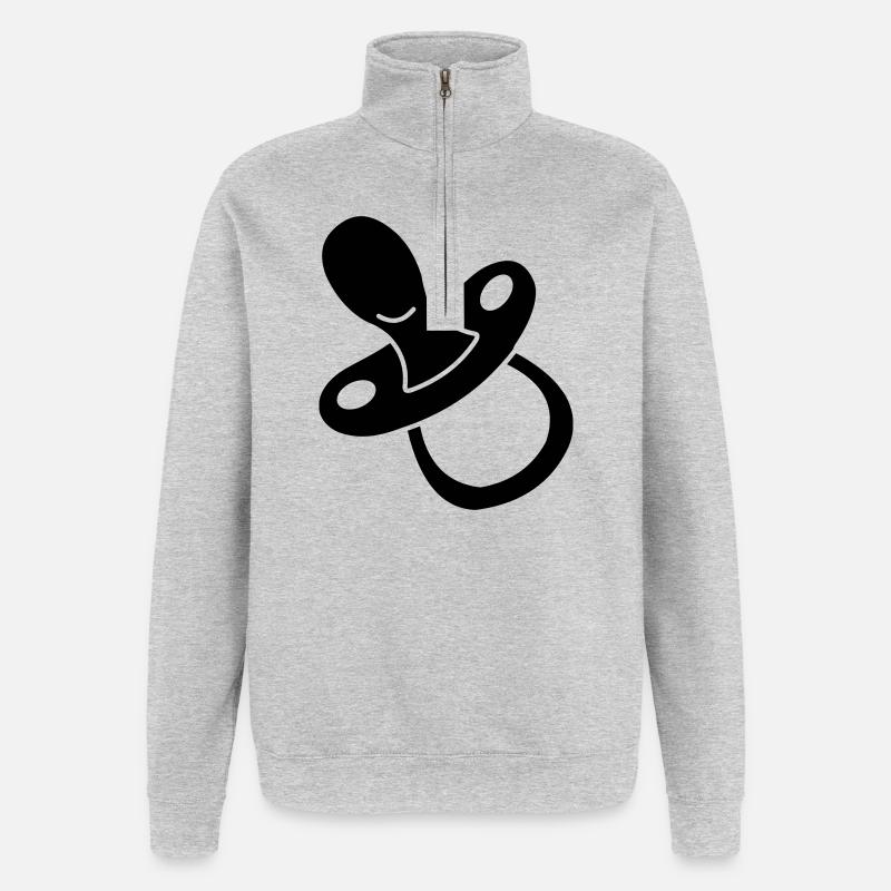Logo bébé trayon - Sweat à zip 1/4 - gris chiné