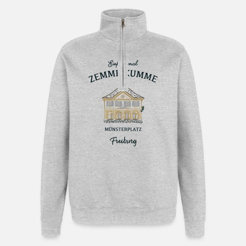 Fribourg, Münsterplatz, Alte Wache - Sweat à zip 1/4 - gris chiné