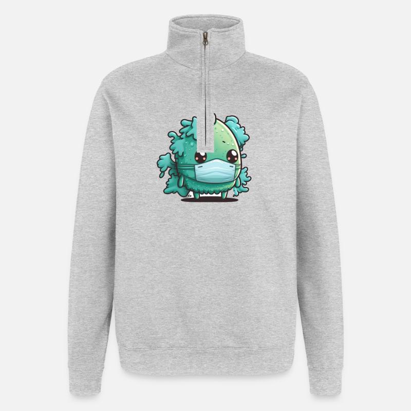 Bacterium with mask - Quarter-Zip Sweatshirt - heather grey
