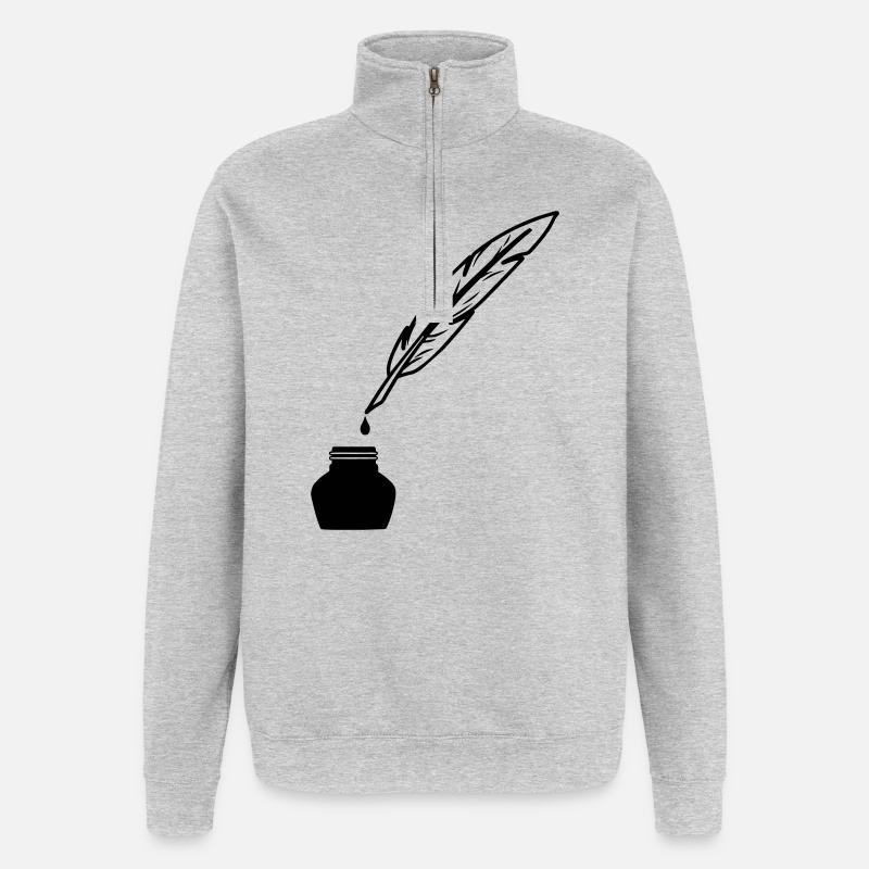 Le printemps comme stylo pour écrire - Sweat à zip 1/4 - gris chiné