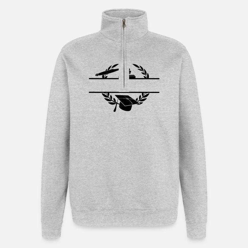 Monogramme d’avocat avec chapeau et marteau - Sweat à zip 1/4 - gris chiné