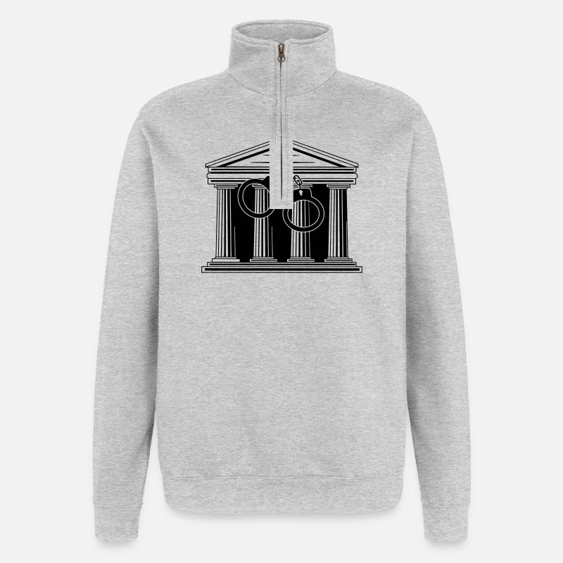 Gerichtshandschellen - Quarter-Zip-Sweatshirt - Grau meliert