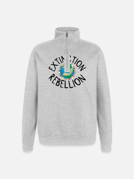 Extinction Rebellion menneskekjede svart - Collegegenser med 1/4 glidelås - gråmelert