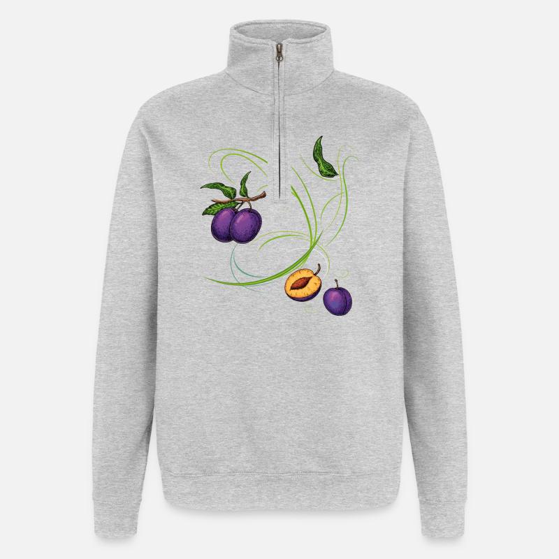 Prunes, fruit - Quarter-Zip Sweatshirt - heather grey