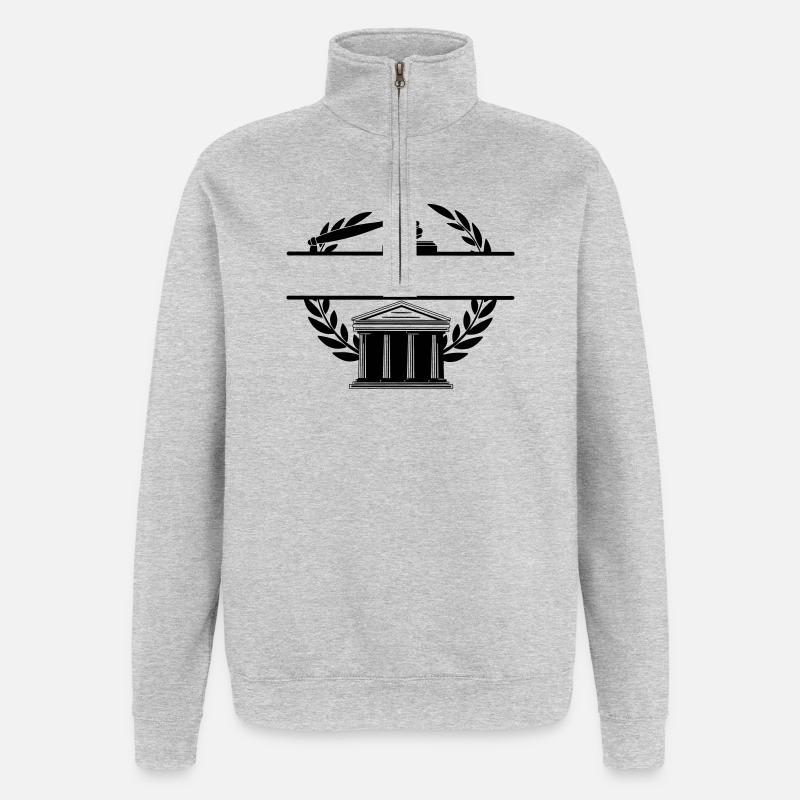 Anwaltsmonogramm Gerichtsgebäude - Quarter-Zip-Sweatshirt - Grau meliert