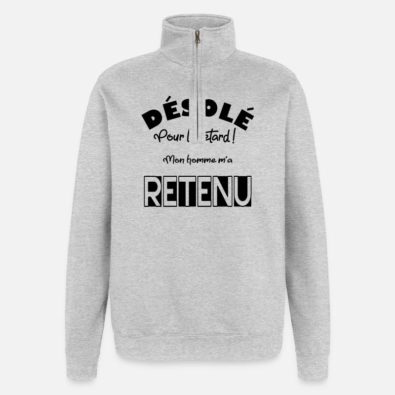 Désole pour le retard ! - Sweat à zip 1/4 - gris chiné
