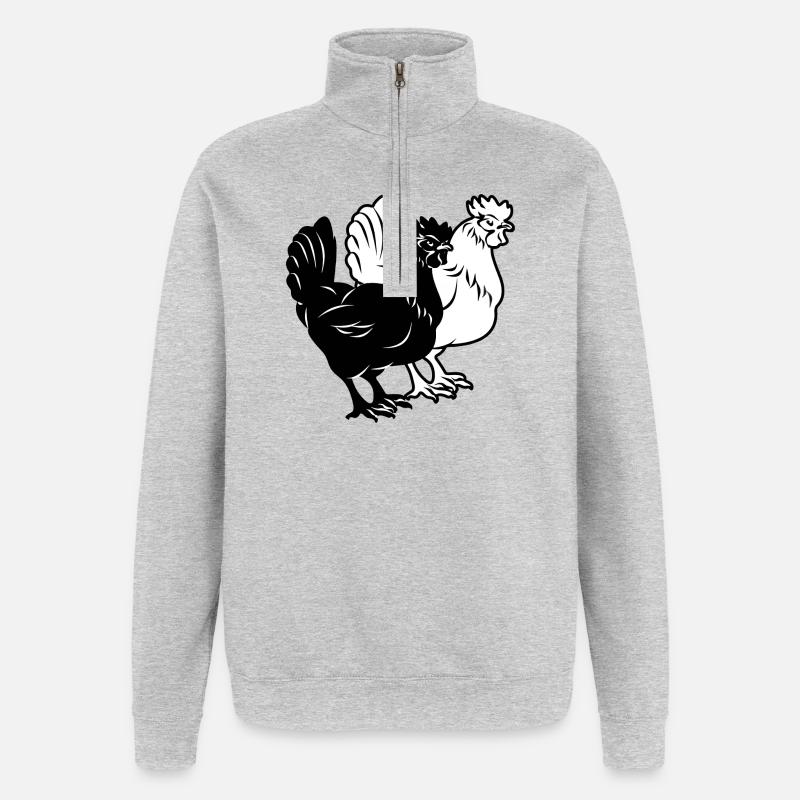 Zwei Hühner - Quarter-Zip-Sweatshirt - Grau meliert
