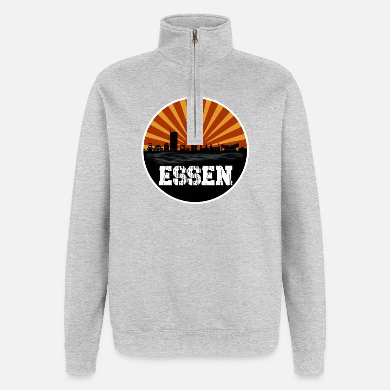 Essen Retro Skyline - Quarter-Zip-Sweatshirt - Grau meliert