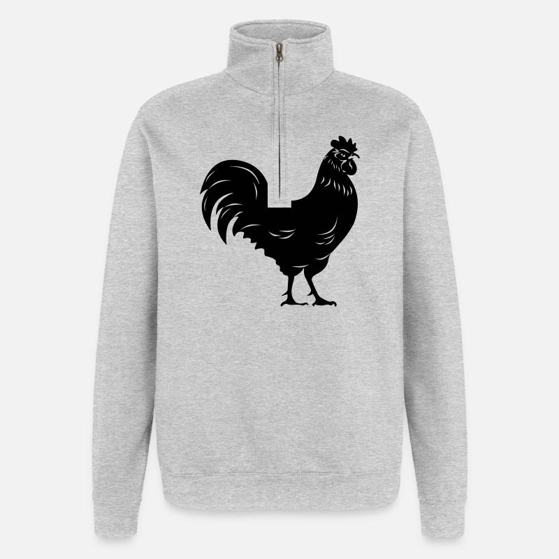 Rooster black transparent Shadow image - Quarter-Zip Sweatshirt - heather grey