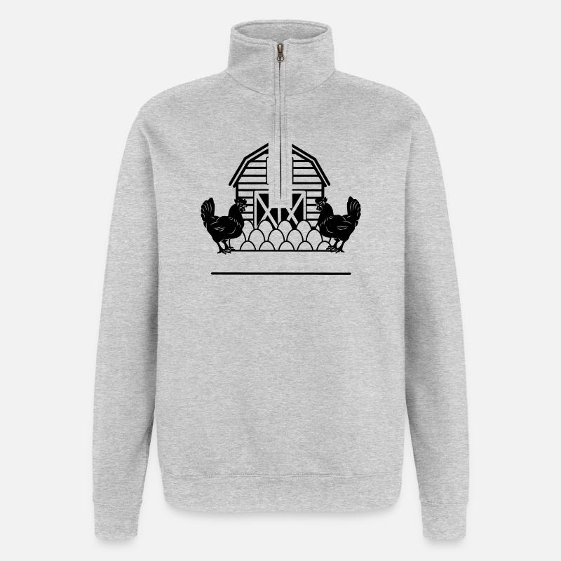 Poulets ferme noire - Sweat à zip 1/4 - gris chiné