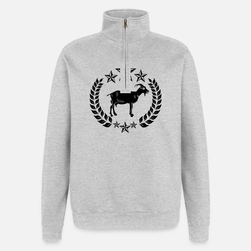 Ziege in Lorbeerkranzsternen - Quarter-Zip-Sweatshirt - Grau meliert