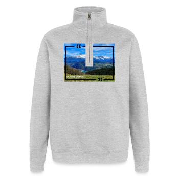 Der Monteynard-See 120323 - Quarter-Zip-Sweatshirt - Grau meliert - Vorne - AI Model Female 172 light (172cm) & AI Model Male 178 dark (178cm)