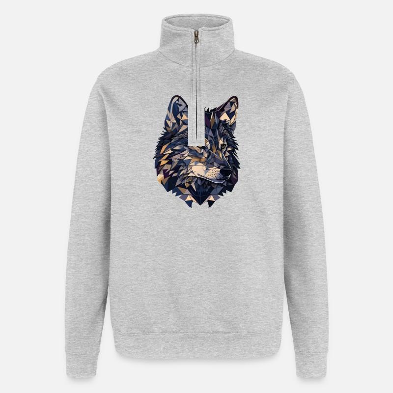 Stylized, geometric wolf - Quarter-Zip Sweatshirt - heather grey