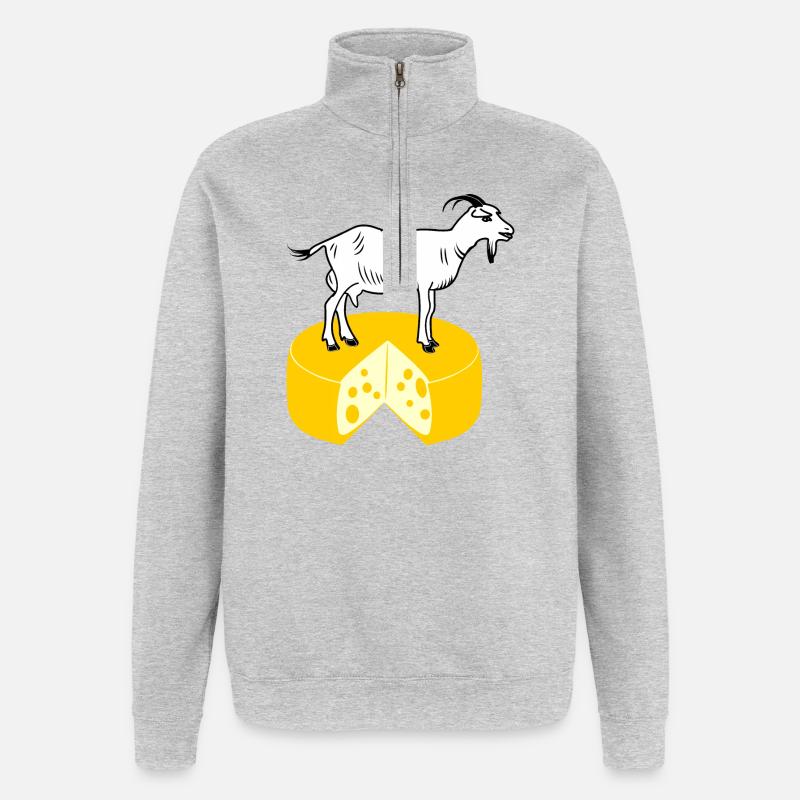 Blanc de chèvre sur fromage - Sweat à zip 1/4 - gris chiné