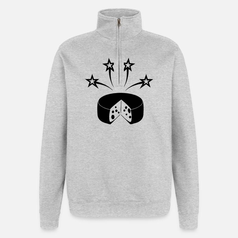 Käse mit vier Sternen - Quarter-Zip-Sweatshirt - Grau meliert