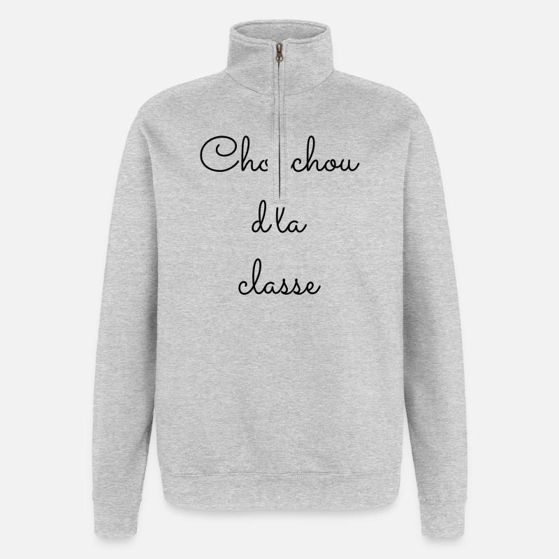 Chouchou d la classe - Sweat à zip 1/4 - gris chiné