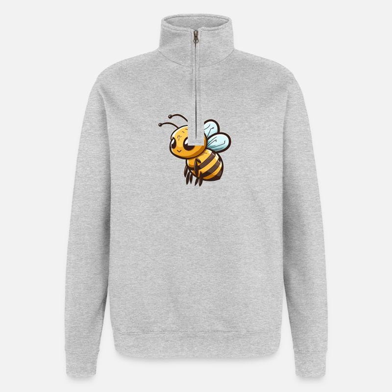 Süße Comic Biene - Quarter-Zip-Sweatshirt - Grau meliert