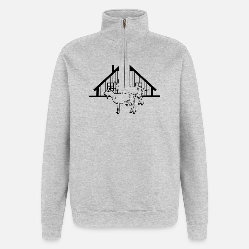 Élevage de chèvres ou étable - Sweat à zip 1/4 - gris chiné