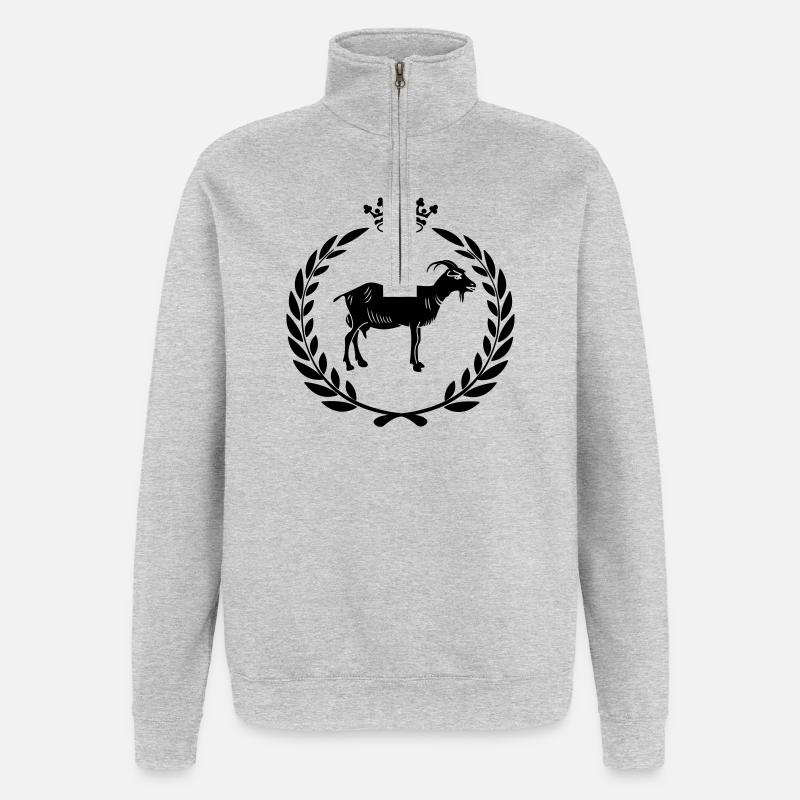 Bester Ziegen- oder Käse-Lorbeerkranz - Quarter-Zip-Sweatshirt - Grau meliert