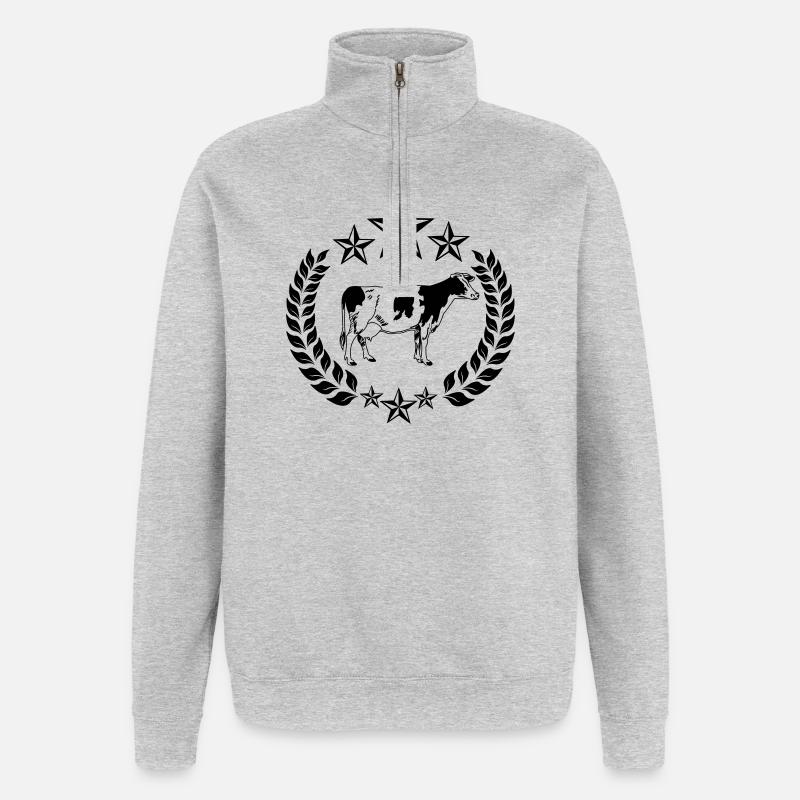 Kuh drei Sterne - Quarter-Zip-Sweatshirt - Grau meliert