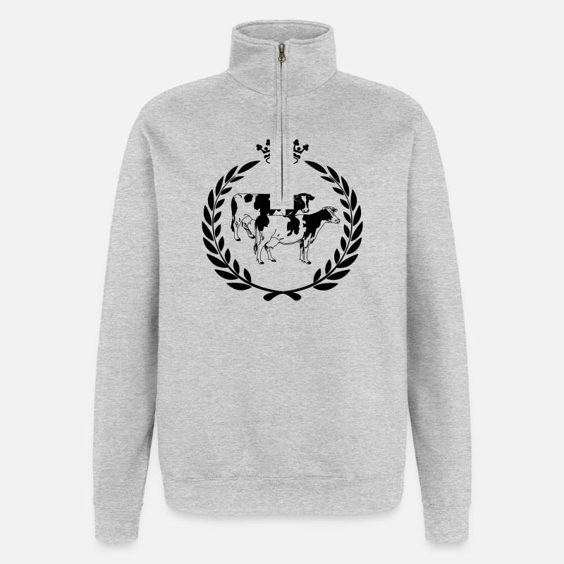 Couronne de laurier de vache primée - Sweat à zip 1/4 - gris chiné