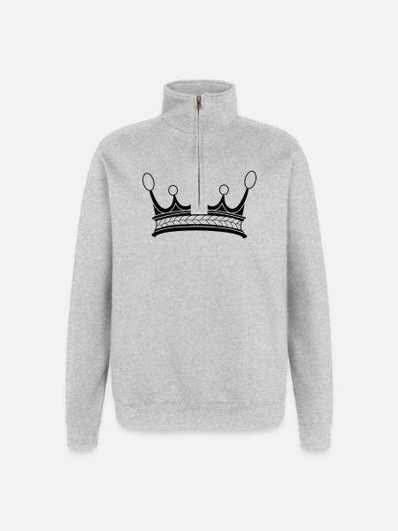 Crown five pearls transparent shadow image - Quarter-Zip Sweatshirt - heather grey