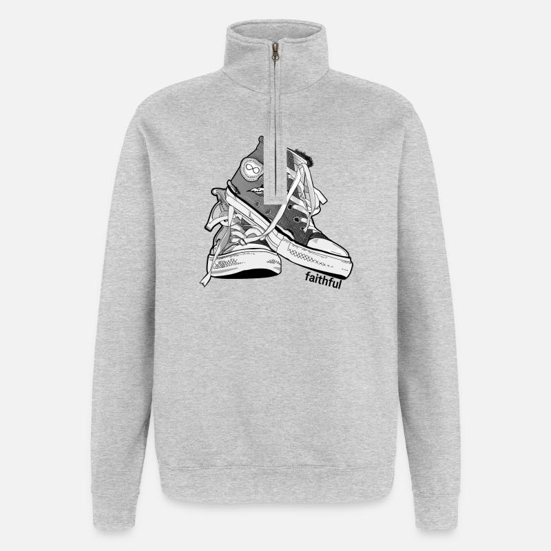 Fidèle-BW - Sweat à zip 1/4 - gris chiné