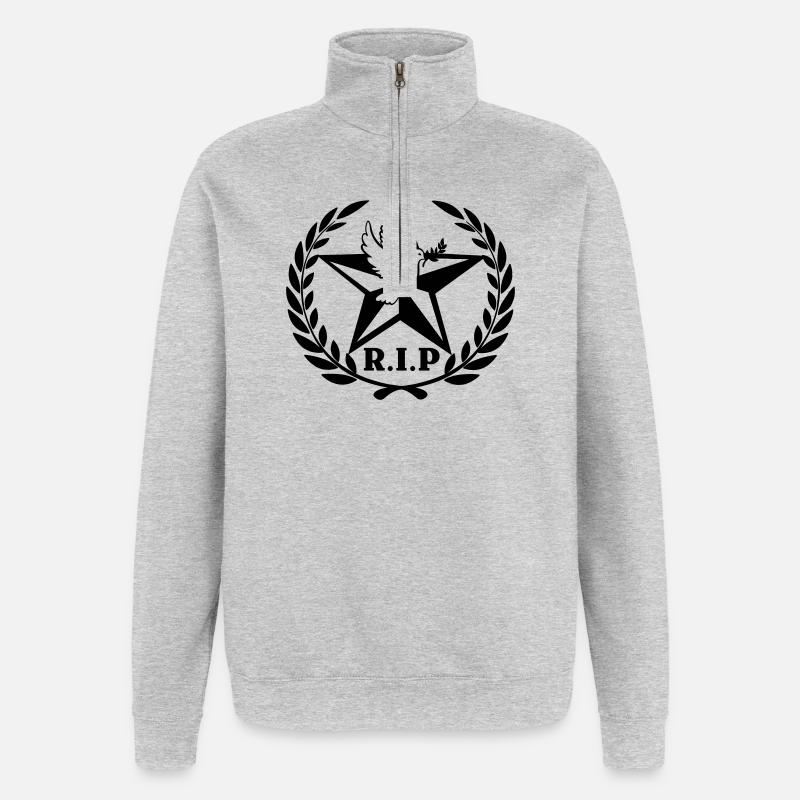 R.I.P Couronne de laurier pigeon étoile - Sweat à zip 1/4 - gris chiné