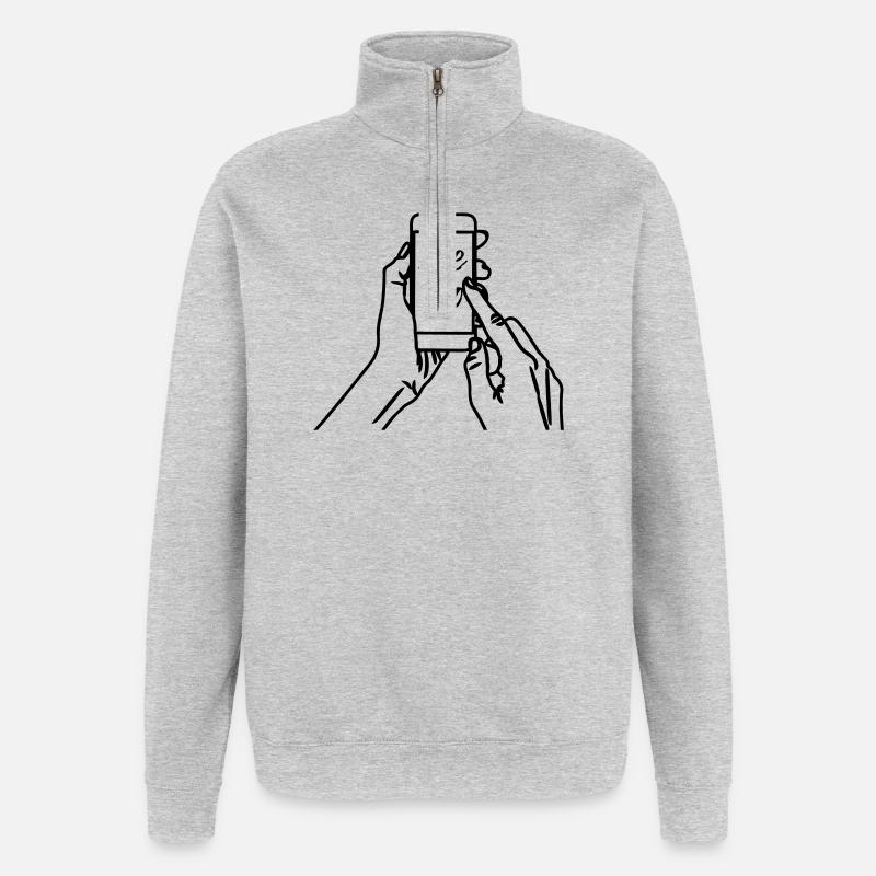 Moi aussi - Sweat à zip 1/4 - gris chiné