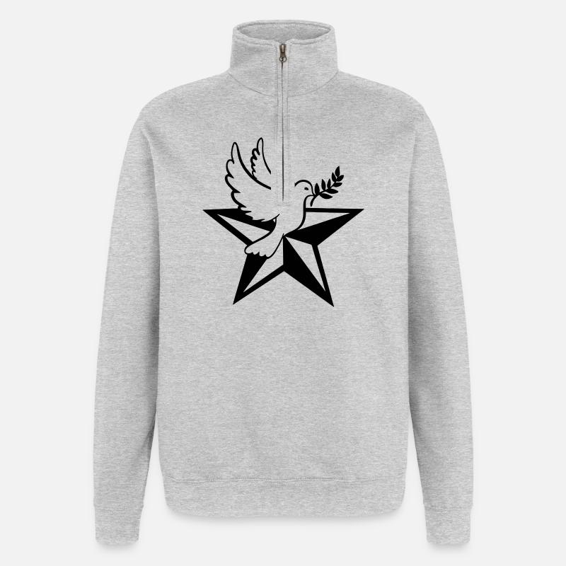 Étoile avec pigeon - Sweat à zip 1/4 - gris chiné