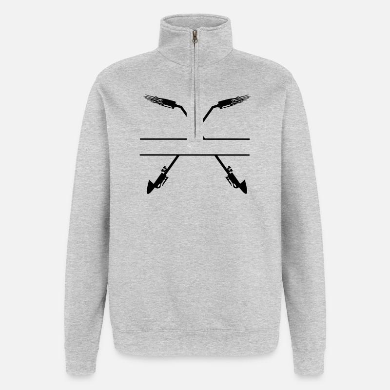 Two crossed gas burner monogram - Quarter-Zip Sweatshirt - heather grey