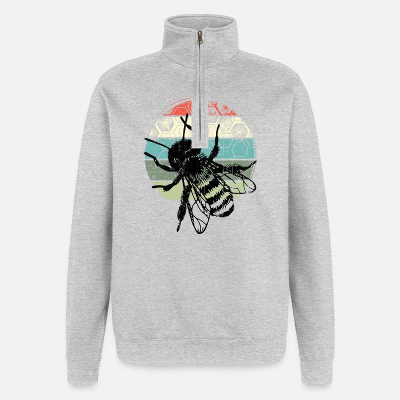 Retro Mosquito Circle - Quarter-Zip Sweatshirt - heather grey