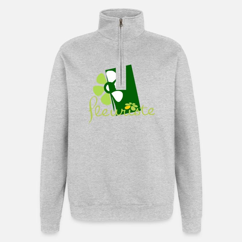 Fleuriste - Sweat à zip 1/4 - gris chiné