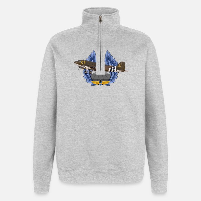 C-47 DC-3 - Sweat à zip 1/4 - gris chiné