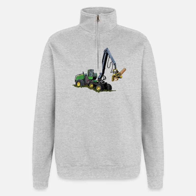 Moissonneuse-batteuse, Moissonneuse-batteuse - Sweat à zip 1/4 - gris chiné