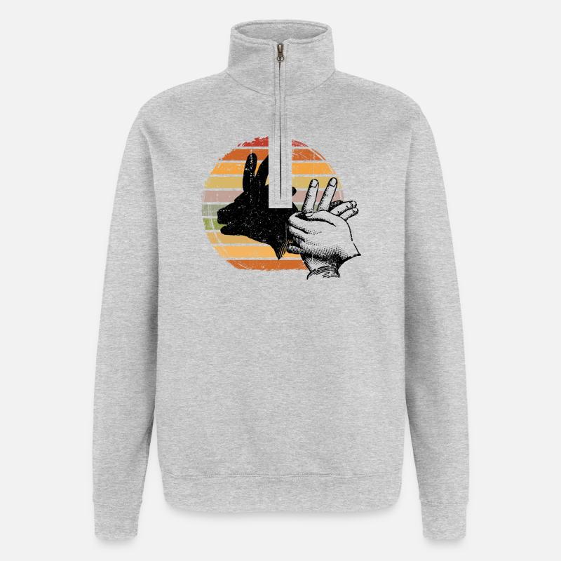 Retro Sunset Peace Sign Silhouette - Quarter-Zip Sweatshirt - heather grey