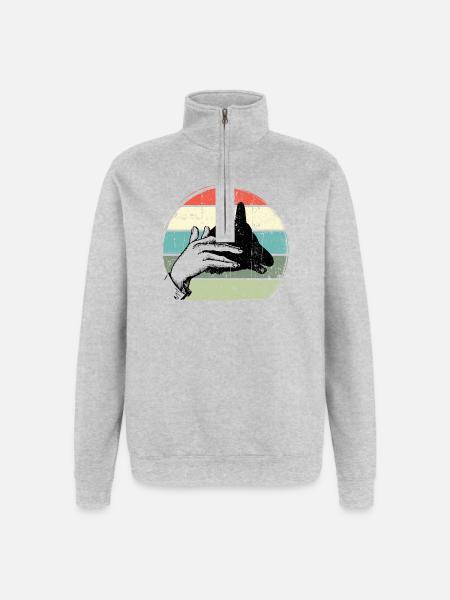 Pastel Handframe Sunset Circle - Quarter-Zip Sweatshirt - heather grey