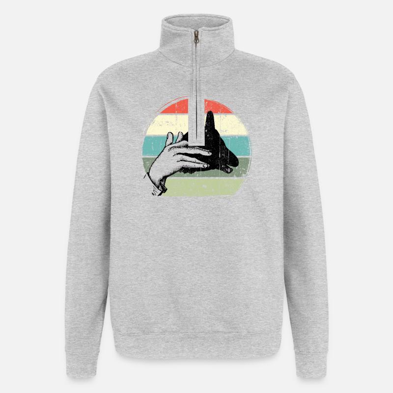 Pastel Handframe Sunset Circle - Quarter-Zip Sweatshirt - heather grey