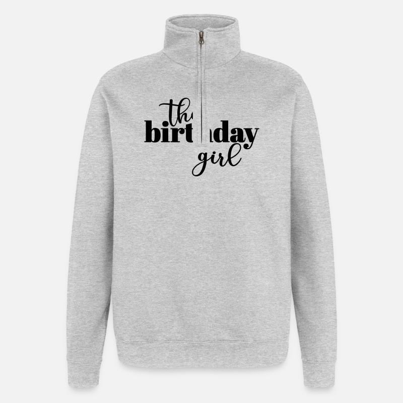 La fille d’anniversaire - Sweat à zip 1/4 - gris chiné