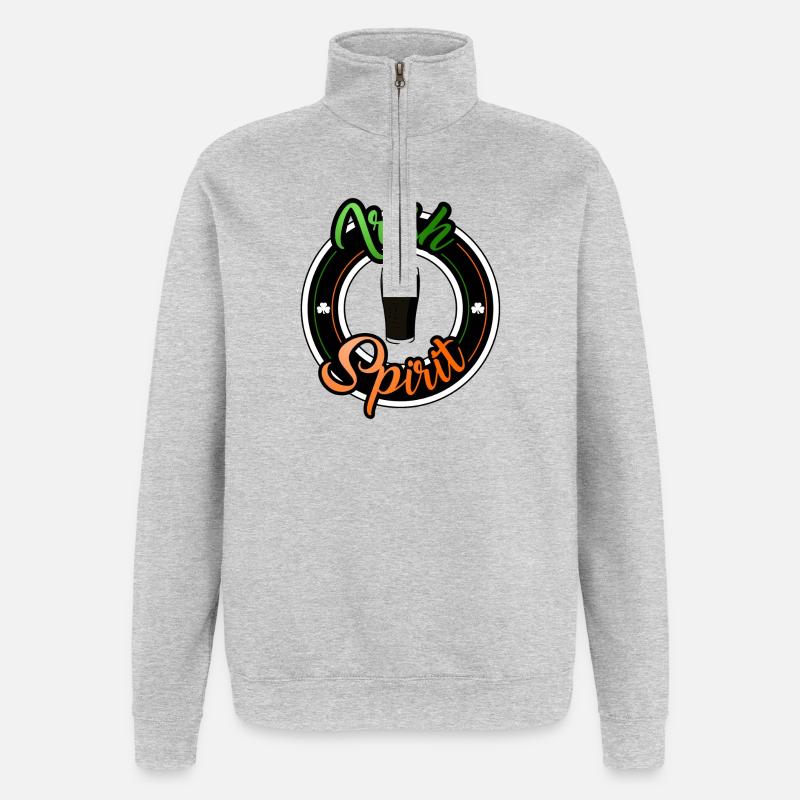Irischer Geist - Quarter-Zip-Sweatshirt - Grau meliert