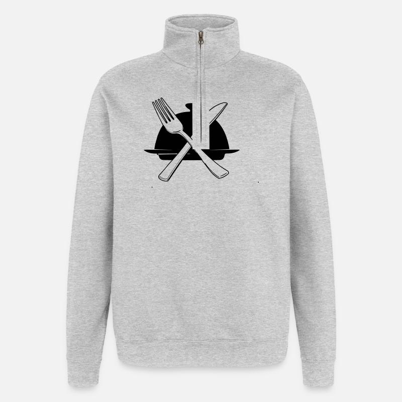 Bowl with knife and fork - Quarter-Zip Sweatshirt - heather grey